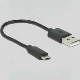 Conversor de áudio Delock 63477 DAC Digital para Analógico 192kHz, em uso: cabo USB-A para Micro-USB preto incluído