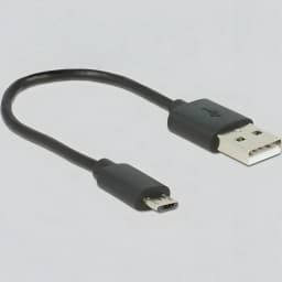 Conversor de áudio Delock 63468 Analógico para Digital 16 Bit / 96 kHz, em uso: cabo USB-A para Micro-USB preto incluído