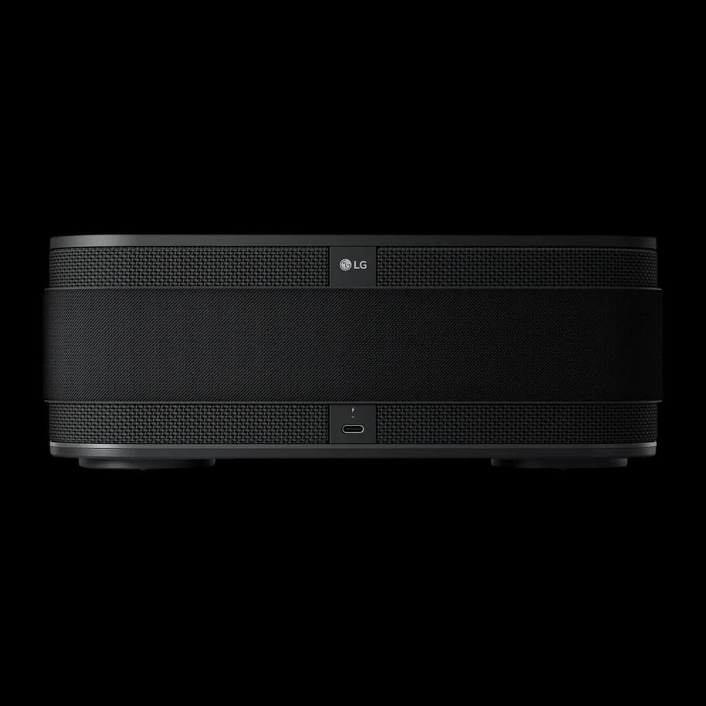 Altavoz portátil LG XBoom Bounce by will.i.am 2.1 IP67 40W 30h Bluetooth 5.3, frontal: rejilla textil negra, logo LG