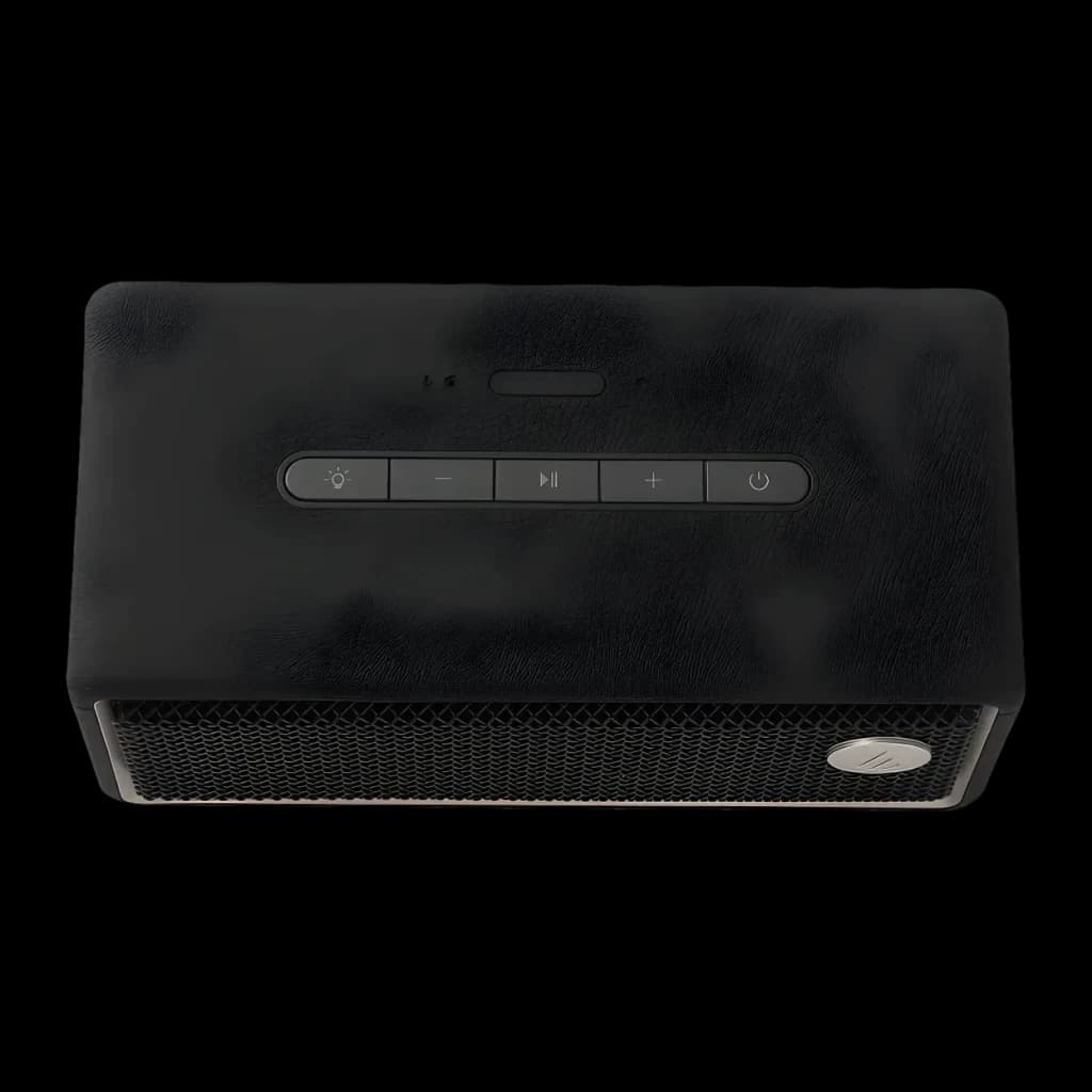 Altavoz Edifier ES60 34W 9h Bluetooth 5.4 negro, vista superior: panel de control con 5 botones y rejilla frontal