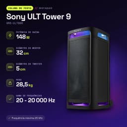 Enceinte de fête Sony ULT Tower 9 SRS-ULT900 148W Bluetooth 5.3 - caractéristiques