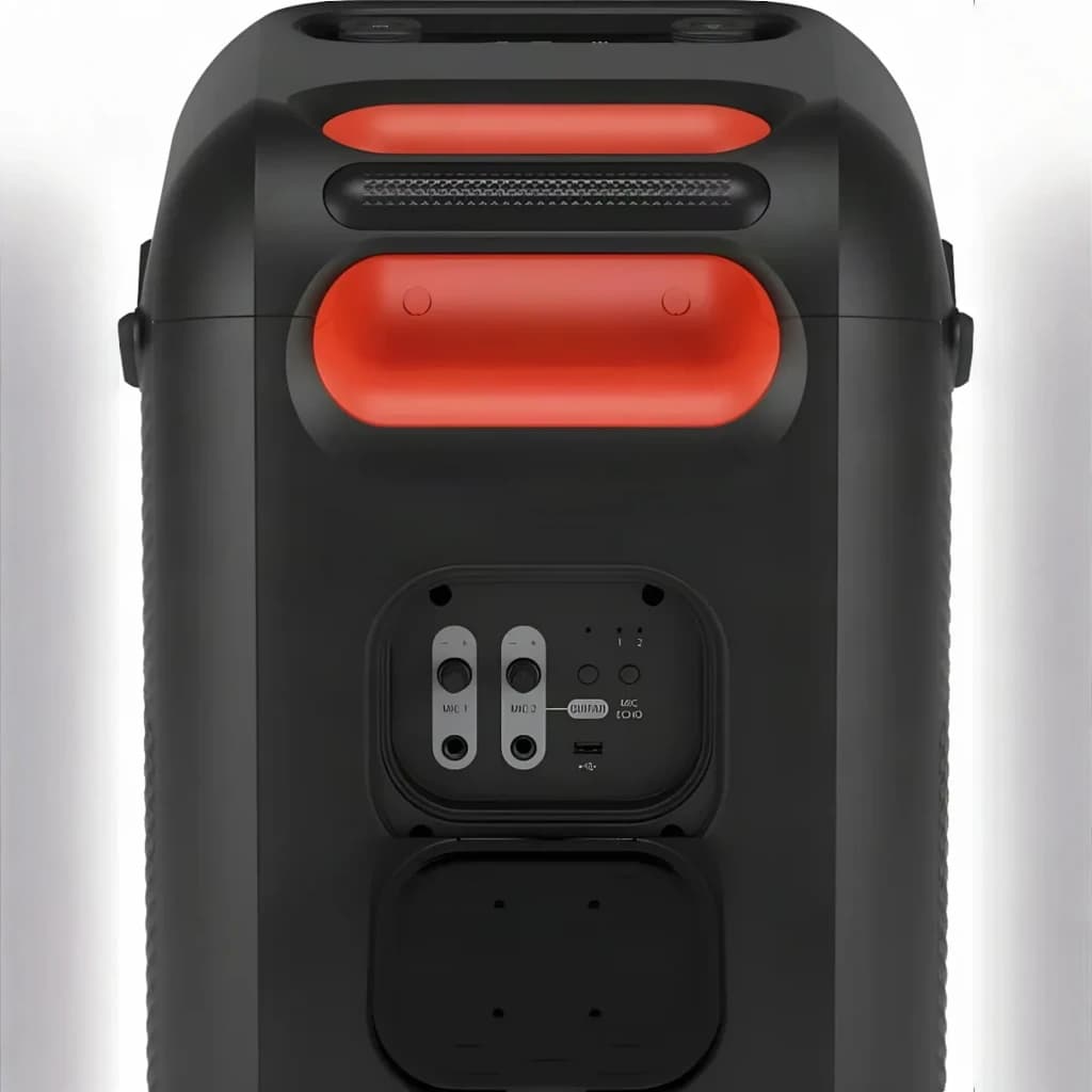 Enceinte de fête LG XBOOM XL9T IPX4 1000W Bluetooth 5.1, en cours d'utilisation vue arrière: panneau de connexions