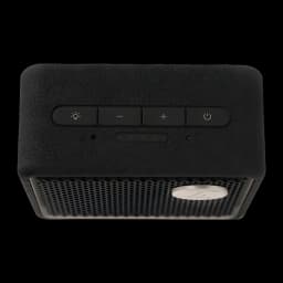 Altavoz Edifier ES20 IP67 6W 15h Bluetooth 5.4 negro, vista superior: botones luz, volumen y encendido sobre cubierta