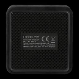Altavoz Edifier ES20 IP67 6W 15h Bluetooth 5.4, vista trasera: rejilla negra y etiqueta con modelo y certificaciones