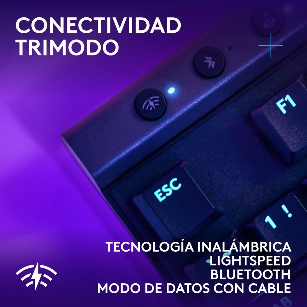 Teclado Gaming Logitech G515 Lightspeed TKL Sem Fios GL Tactile Switch RGB Preto, detalhe canto superior: botões