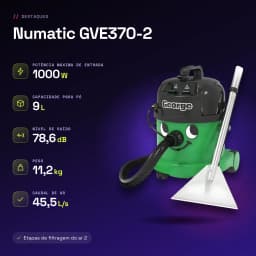 Aspirateur cylindrique Numatic GVE370-2 Vert 1000W Sec et humide - caractéristiques