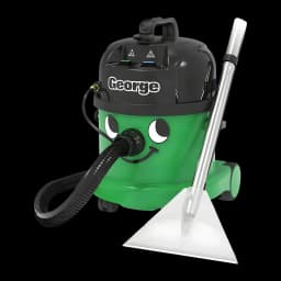 Aspirateur cylindrique Numatic GVE370-2 Vert 1000W Sec et humide, vue de face: corps vert tête George, flexible et buse