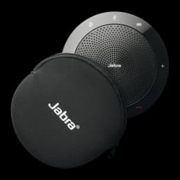 Altavoz de conferencia Jabra Speak 510 10W 15h USB/Bluetooth, detalle: altavoz circular negro y funda de transporte