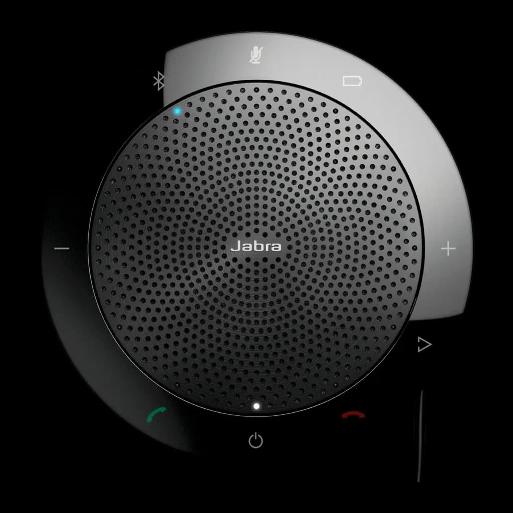 Altavoz de conferencia Jabra Speak 510 10W 15h USB/Bluetooth, detalle: vista cenital de rejilla, botones táctiles y logo