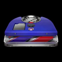 Robot aspirador Dyson 360 Vis Nav Sensor de infravermelhos 65min, vista frontal: sensor, ecrã e escova tricolor visíveis