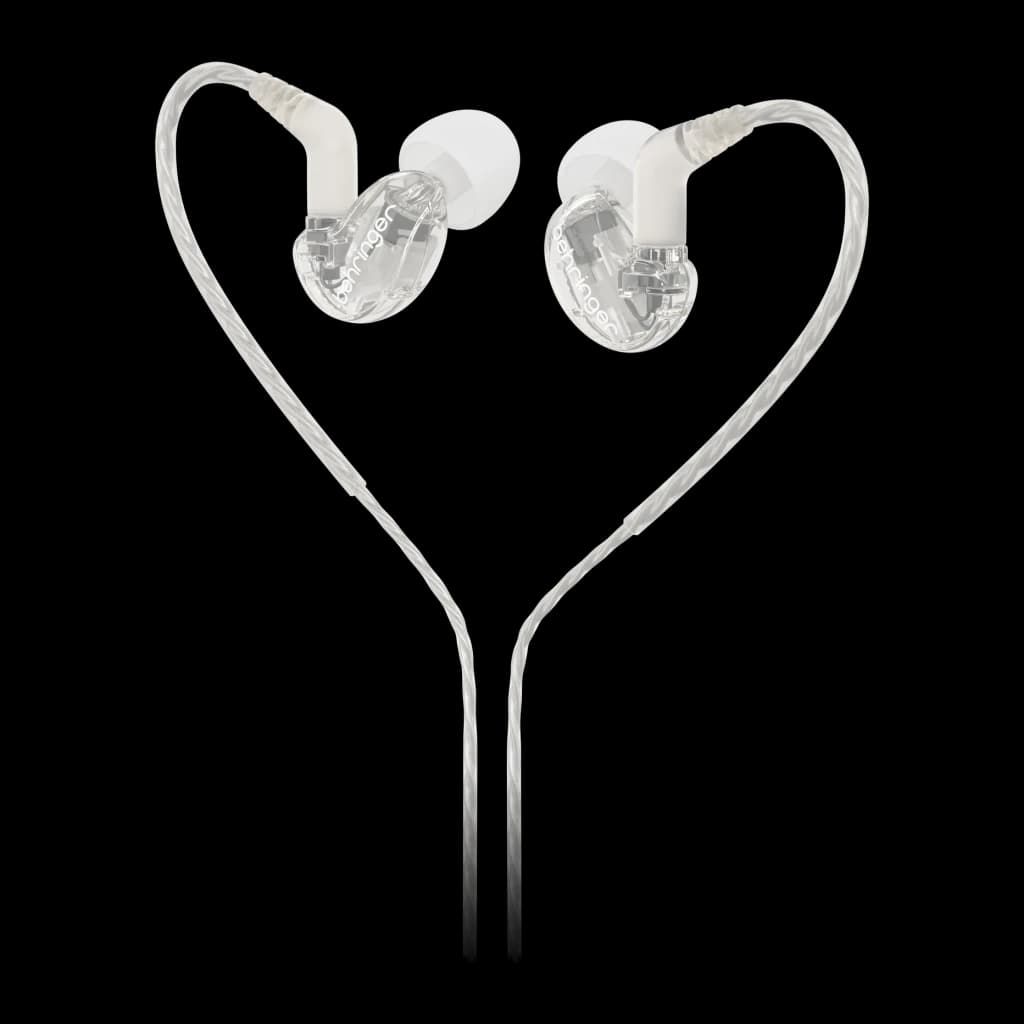 Écouteurs intra-auriculaires Behringer SD251-CL PRO In-Ear Jack 3,5 mm, détail: coque transparente avec logo, embouts blancs