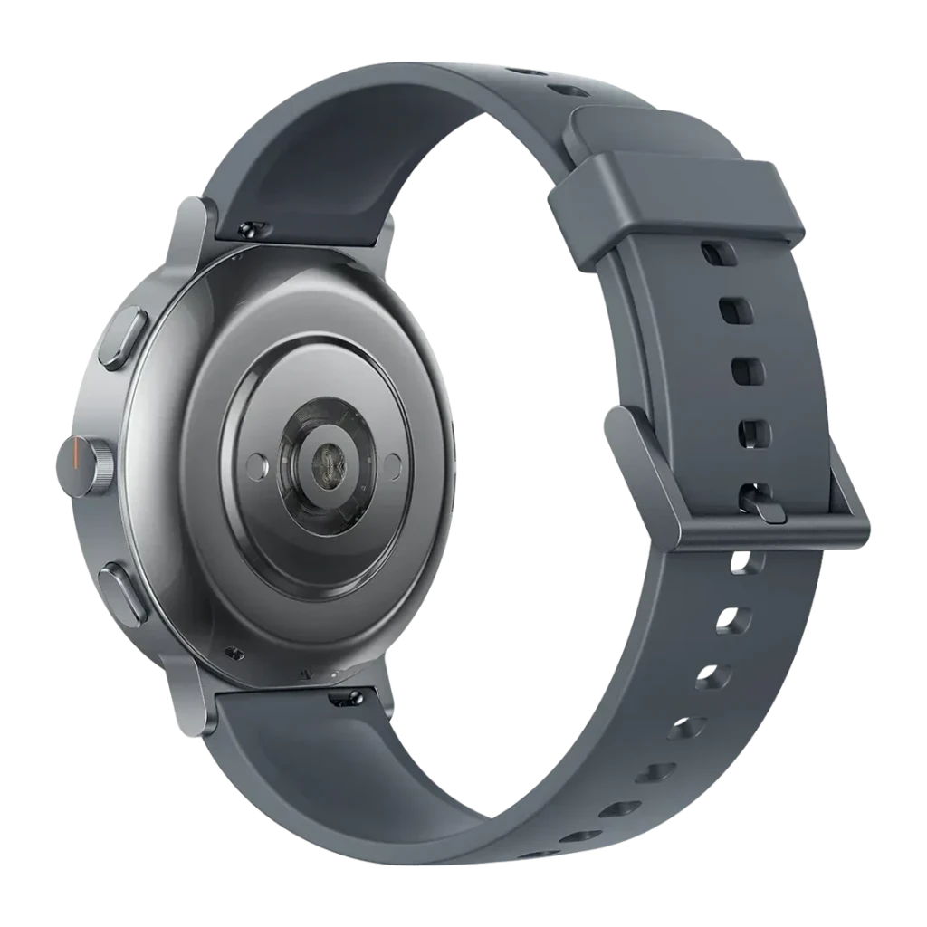 Realme Watch S5 Gris Pierre GPS Intégré Appels Bluetooth, vue arrière: capteur optique central et boîtier métallique