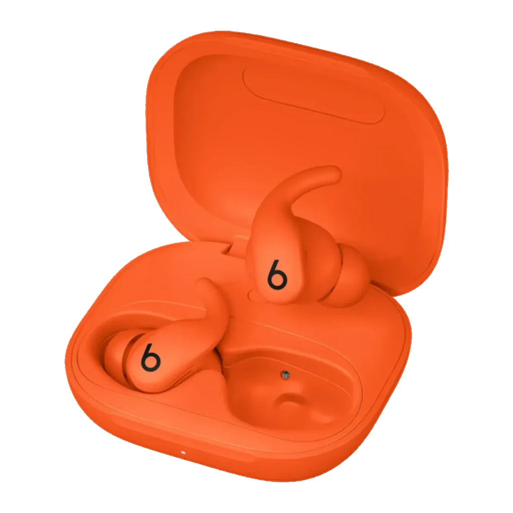 Écouteurs Beats Powerbeats Fit Réduction de Bruit Active Intra-Auriculaires Bluetooth orange, détail: boîtier ouvert