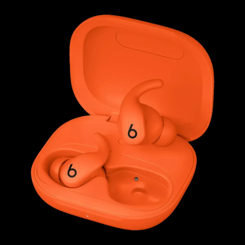 Écouteurs Beats Powerbeats Fit Réduction de Bruit Active Intra-Auriculaires Bluetooth orange, détail: boîtier ouvert