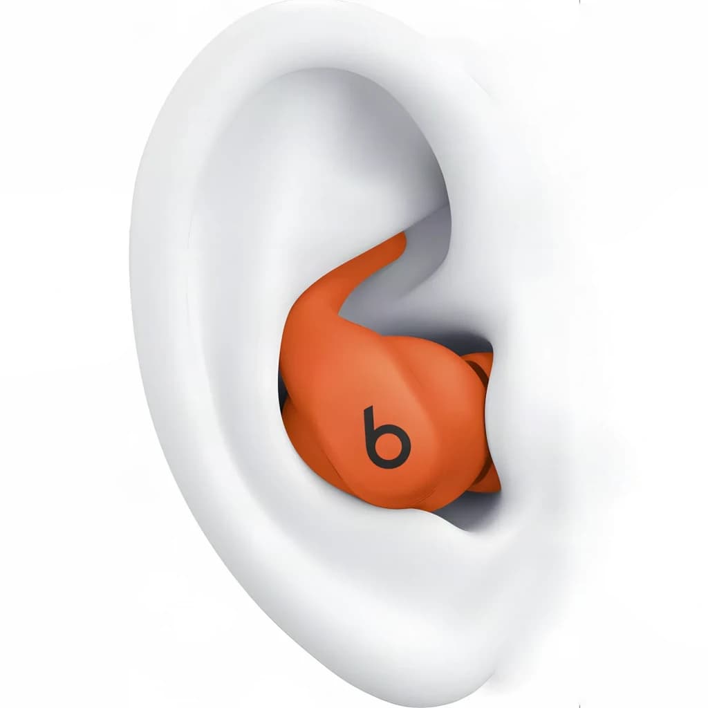 Écouteurs Beats Powerbeats Fit Réduction de Bruit Active Intra-Auriculaires Bluetooth orange, en utilisation: écouteur
