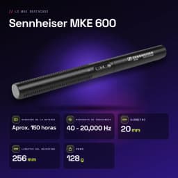 Micrófono Sennheiser MKE 600 Condensador Supercardioide XLR - características
