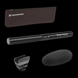Micrófono Sennheiser MKE 600 Condensador Supercardioide XLR, detalle: kit completo con funda, soporte de zapata y paravientos