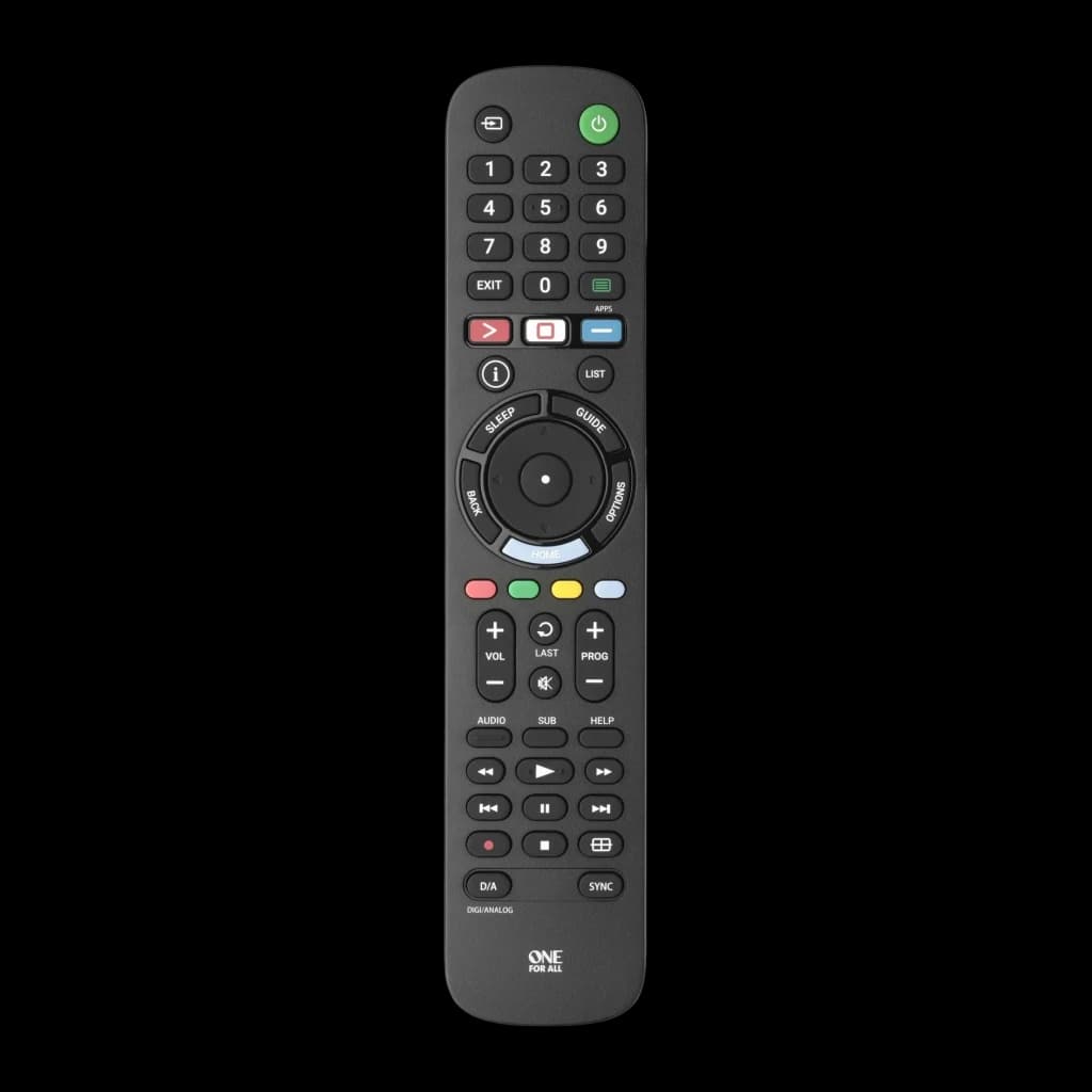 Mando a distancia One for All URC4912 Infrarrojo (IR) Sony TV, vista frontal: botones numéricos, rueda de navegación
