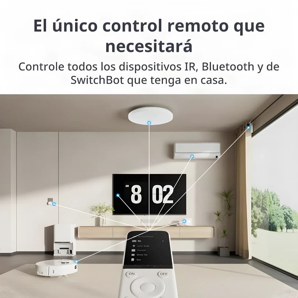 Mando a Distancia Universal SwitchBot W4600000 Bluetooth 4.2, escena: controla TV, aire acondicionado, lámpara y robot