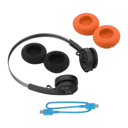 Auriculares JLab Audio Rewind 2 Diadema Bluetooth 5.0 20h, contenido: almohadillas negras y naranja intercambiables y cable