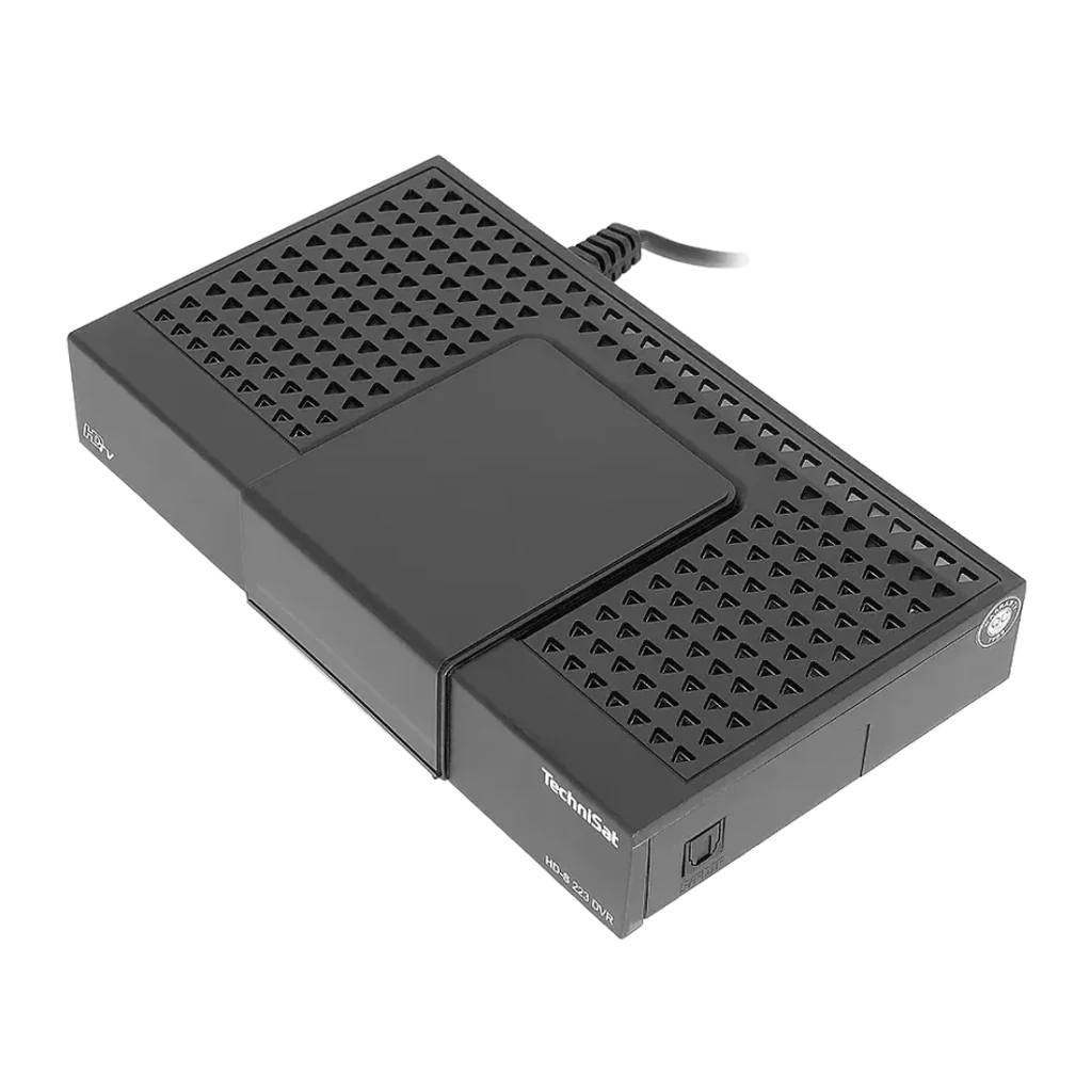 Receptor TechniSat HD-S 223 DVR Full HD Satélite HDMI USB, detalle: vista superior en ángulo con rejilla de ventilación