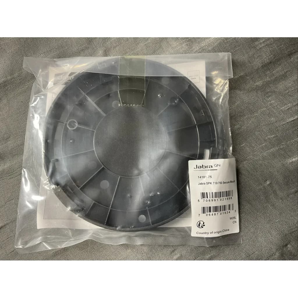 Soporte de montaje Jabra Speak 710 Secure Mount Bluetooth, contenido de la caja: soporte circular gris en bolsa plástica