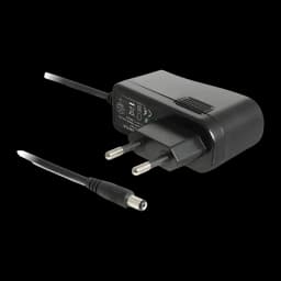 Conversor de Áudio Delock 62444 DAC Digital para Analógico, detalhe: adaptador de alimentação preto com ficha EU e cabo
