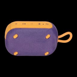 Enceinte portable Soundcore Select 4 Go IP67 5W 20h Pourpre, détail: panneau supérieur orange avec boutons et grille pourpre