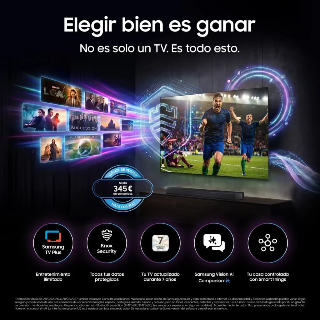 TV Samsung The Frame 43 pulgadas QLED 4K Negro TQ43LS03H, promoción: funciones SmartThings, Knox Security y contenidos