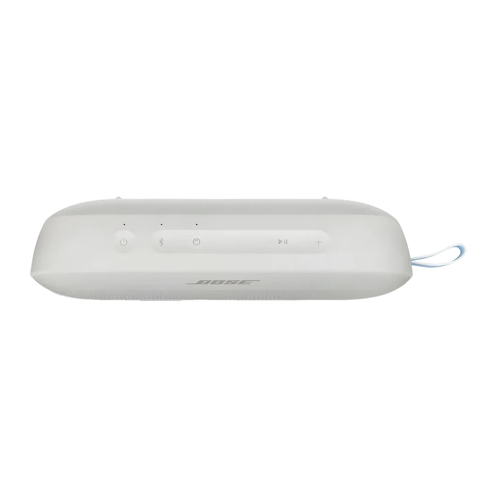 Enceinte portable Bose SoundLink Flex 2e Génération IP67 12h Bluetooth 5.3 Gris, vue dessus: panneau de boutons, logo Bose