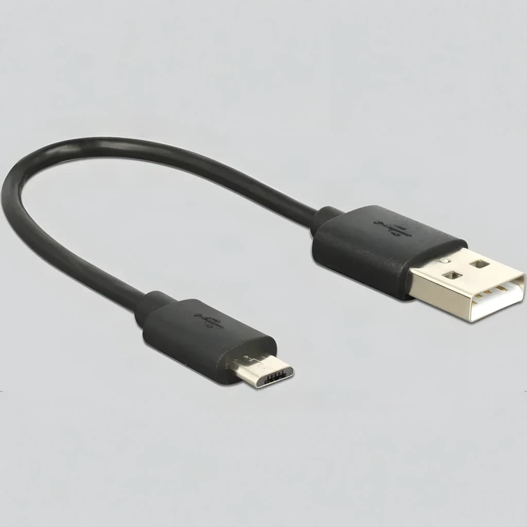 Extracteur audio Delock 63333 4K 60Hz HDMI + TOSLINK + Jack 3,5mm, en utilisation: câble USB-A vers Micro-USB noir court