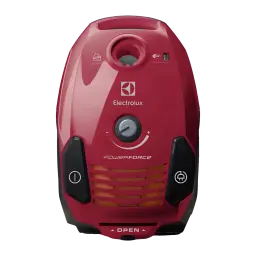 Aspirateur avec sac Electrolux Noir/Rouge 800W EPF61RR, vue de face: panneau de commande avec molette de puissance et logo
