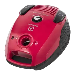 Aspirateur avec sac Electrolux Noir/Rouge 800W EPF61RR, vue dessus: molette de puissance, logo et entrée de tuyau visibles