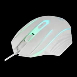 Combo Gaming Mars Gaming H-Mechanical Red 3200 DPI RGB Blanc MCP124PRO, vue latérale: souris filaire avec éclairage RGB