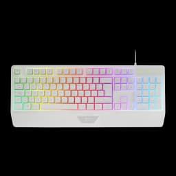 Combo Gaming Mars Gaming H-Mechanical Red 3200 DPI RGB Blanc MCP124PRO, vue dessus: clavier complet avec rétroéclairage RGB