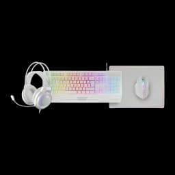 Combo Gaming Mars Gaming H-Mechanical Red 3200 DPI RGB Blanc MCP124PRO, vue du dessus: clavier mécanique RGB, souris, casque
