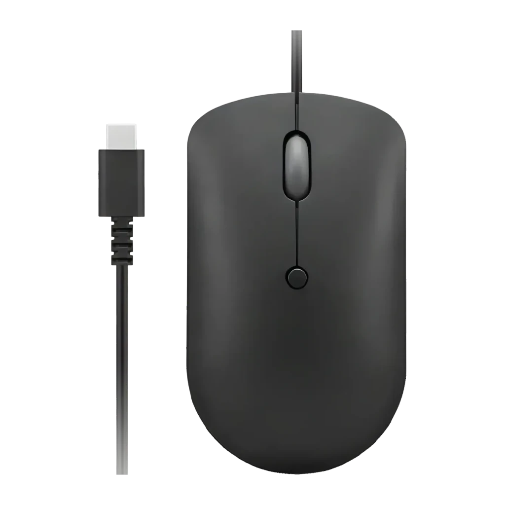 Ratón Lenovo 400 Compacto Óptico con Cable USB-C de 2400 dpi en Color Negro para Portátiles