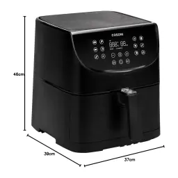 Fritadeira de ar Cosori Smart 5,5L 1700W 11 programas Preto CS158-AF, vista lateral com dimensões: 46cm altura, 39cm