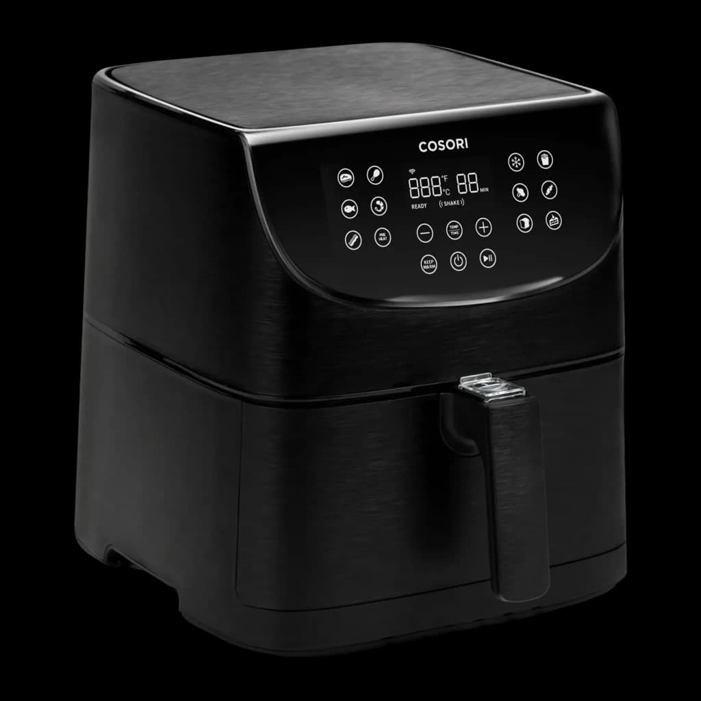 Fritadeira de ar Cosori Smart 5,5L 1700W 11 programas Preto CS158-AF, vista em ângulo: painel tátil com display digital