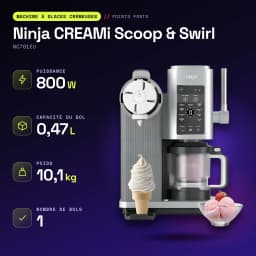 Máquina de Gelados Ninja CREAMi Scoop & Swirl 0,47L 800W Prata NC701EU - características