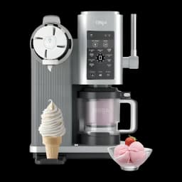 Máquina de Gelados Ninja CREAMi Scoop & Swirl 0,47L 800W Prata NC701EU, vista frontal: painel de controlo, dispensador soft