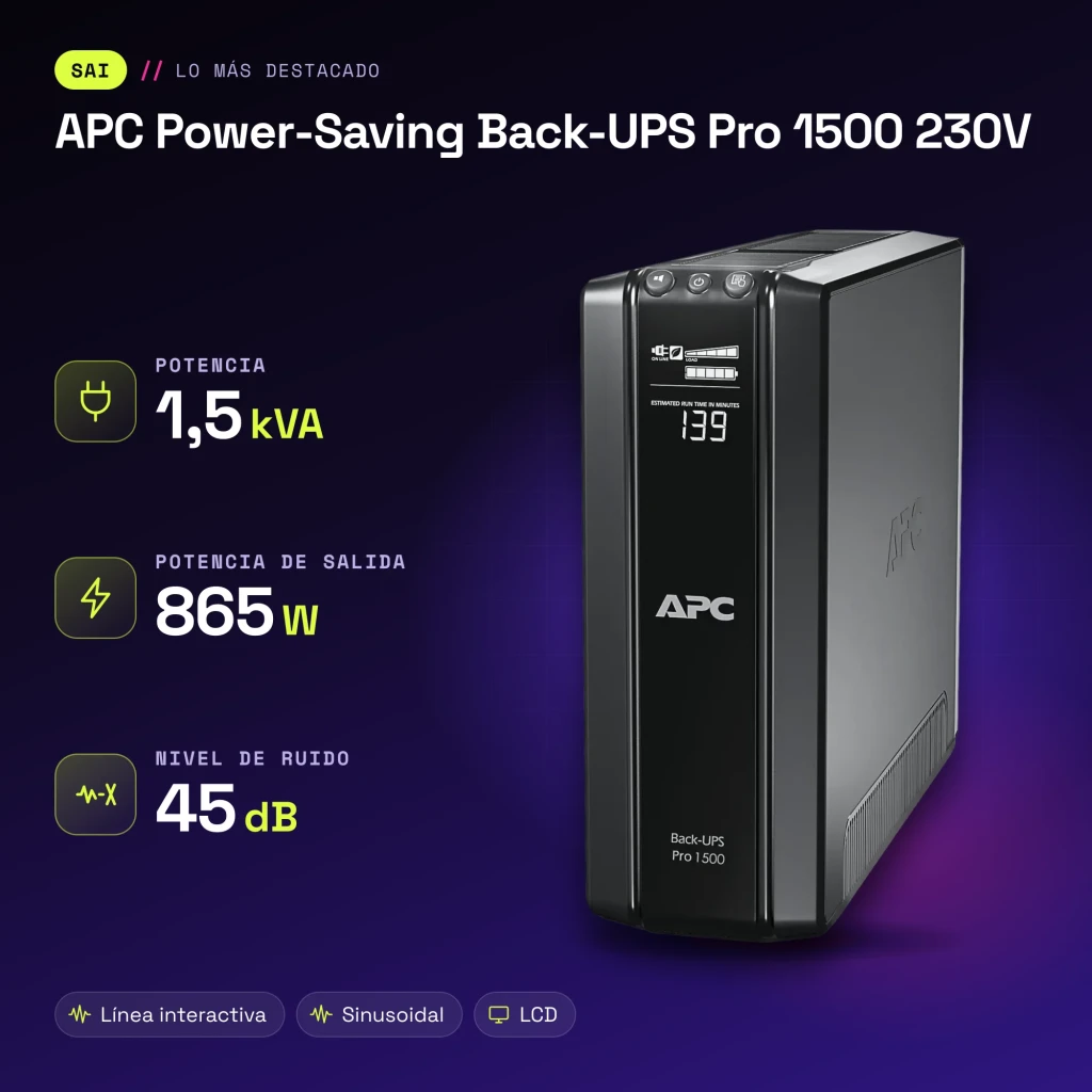 SAI APC Power-Saving Back-UPS Pro 1500 230V Línea Interactiva 1500VA Negro - características