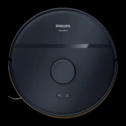 Aspirateur Robot Philips HomeRun 2000 Series Noir LiDAR 2700Pa 130min XU2000, vue du dessus: capot circulaire avec logo