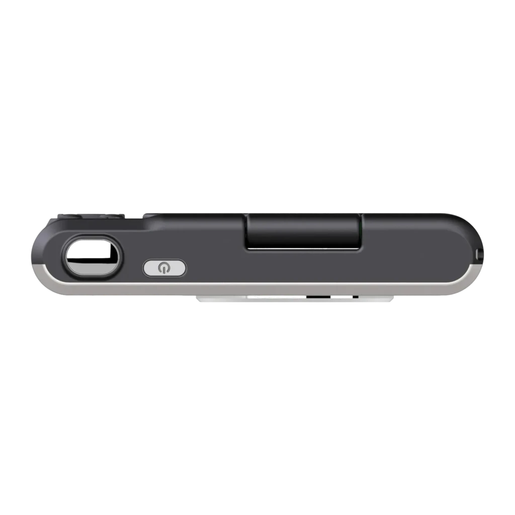 Appareil photo compact Kodak PIXPRO C1 Noir CMOS 1/3 pouce Full HD 1080p 13MP, vue latérale: objectif, bouton marche et clip
