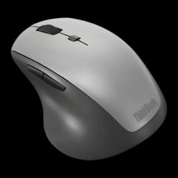 Ratón Lenovo ThinkBook Gris Inalámbrico Ergonómico, vista lateral derecha: logo ThinkBook, rueda y botones laterales visibles