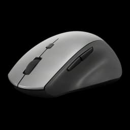Ratón Lenovo ThinkBook Gris Inalámbrico Ergonómico, vista lateral: cuerpo bicolor gris y negro, rueda y botones laterales