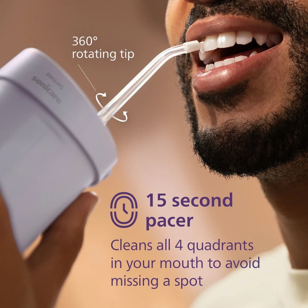 Hydropulseur dentaire Philips Sonicare Compact Flosser 1000 Sans Fil Rechargeable Pourpre HX3333, utilisation: homme