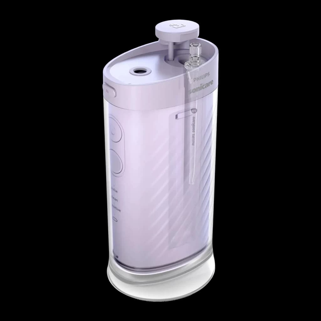 Hydropulseur dentaire Philips Sonicare Compact Flosser 1000 Sans Fil Rechargeable Pourpre HX3333, vue en perspective