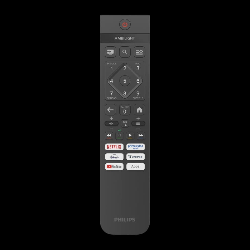 TV Philips 65 pulgadas LED 4K UHD HDR10+ Negro 65PUS7001/12, mando a distancia: botón Ambilight, teclas Netflix, Prime
