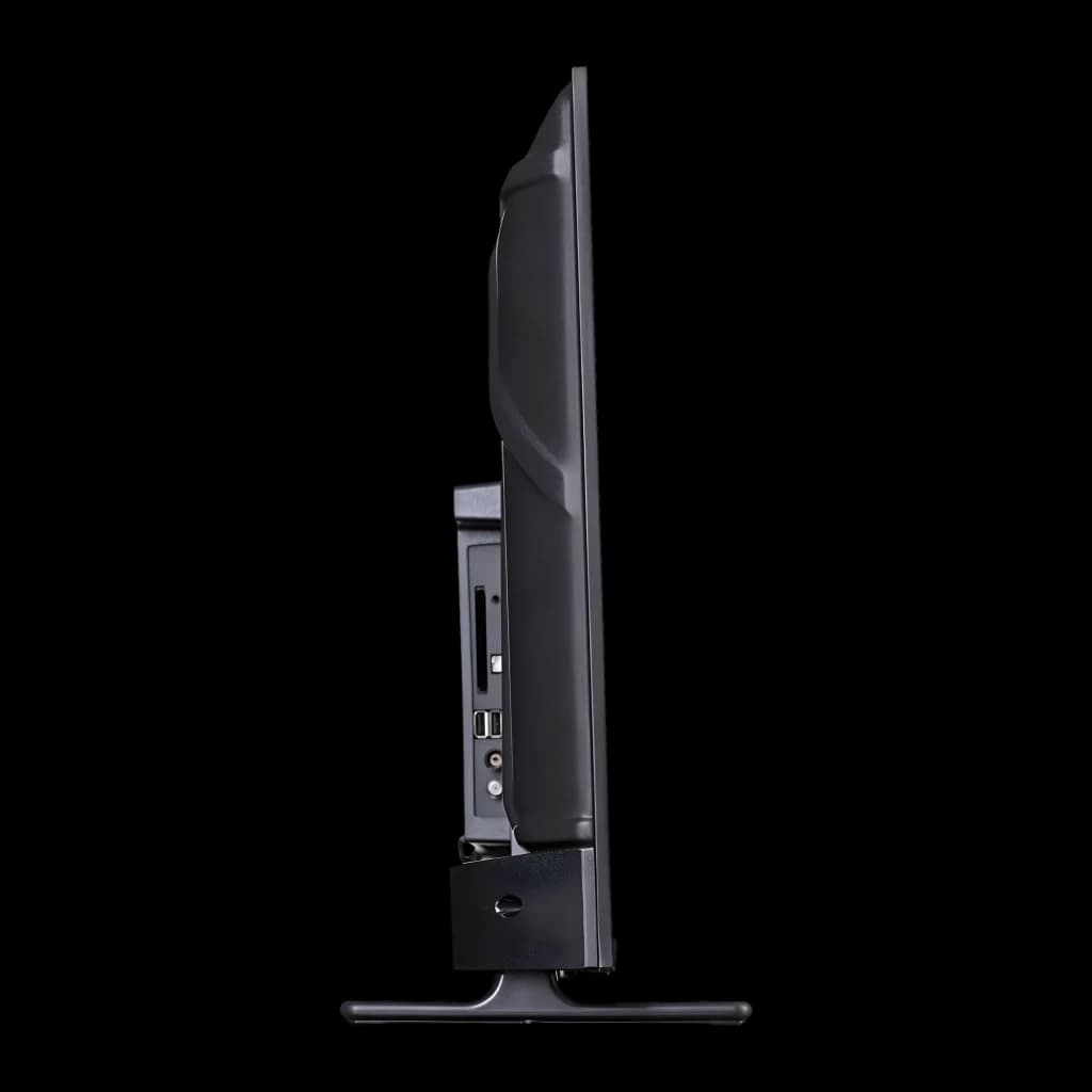 TV Philips 50 polegadas LED 4K Ultra HD Titan OS Preto 50PUS7001/12, vista lateral: perfil fino, portas laterais e base